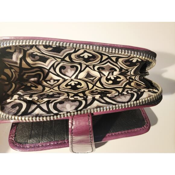 Brighton Crossbody Wallet Burgundy Silver Lined Body and Wrist Straps Zipper - Picture 6 of 14